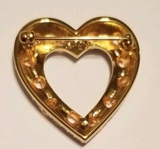 Swarovski Swan Logo Clear Crystal Open Heart Gold Tone Heart accents Brooch Pin 3