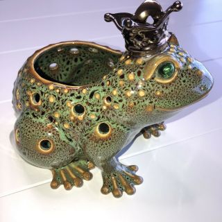 Partylite Frog Retired Frog Prince Candle Votive Holder Crown