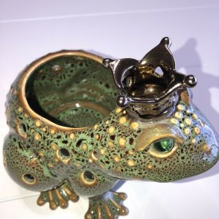Partylite Frog Retired Frog Prince Candle Votive Holder Crown 2