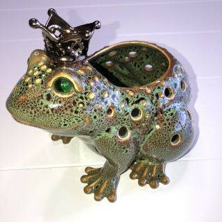 Partylite Frog Retired Frog Prince Candle Votive Holder Crown 4