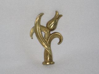 Antique Brass Tulip With Three Leaves Lamp Finial