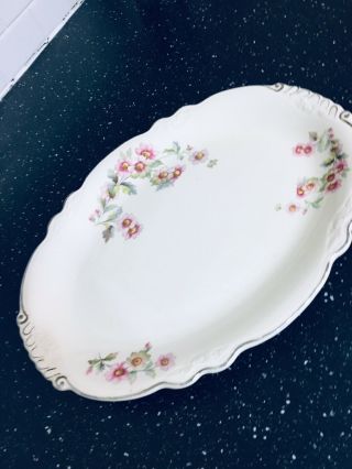 Antique Homer Laughlin Virginia Rose Pink White Serving Dinner Platter 13 "