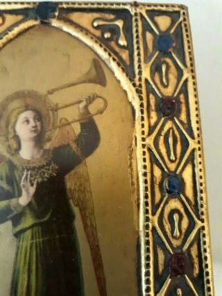 Small Gold Gilt Wood Italian Florentine Angel Icon Picture Plaque 5