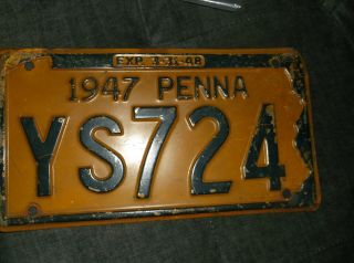 Antique Pennsylvania 1947 License Plate
