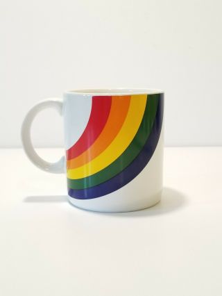 Retro 80s Colorful Rainbow Coffee Mug Cup F.  T.  D.  A.  1984 Pride Ftda Very Good