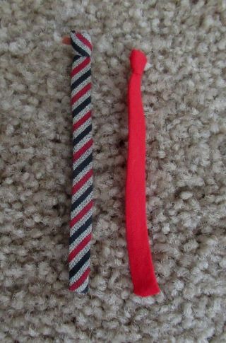 Vintage Ken Set Of 2 Ties,  Stripe And Red