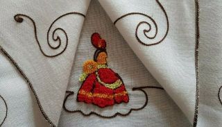 Hand Embroidered Stumpwork Crinoline Lady Couch Sofa Back Antimaccaser