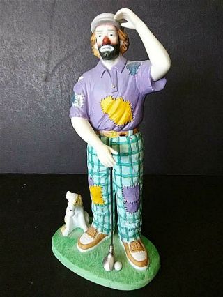 Emmett Kelly Jr Clown Golfer Figurine With Dog 9 " Flambro