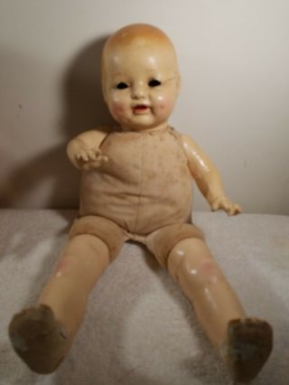 Vintage Composition Doll 18” Tall Cloth Body