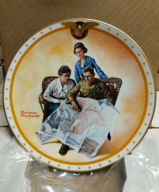 Taking Mother Over The Top,  Norman Rockwell Home Of The Brave Plate W/box &