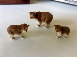 Awesome Vintage Miniature Fine Bone China Figurines Family Of Brown Bears
