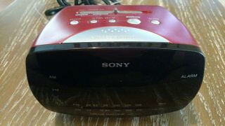 Sony Dream Machine ICF - C111 Alarm Clock Radio Digital AM/FM Red Great 2