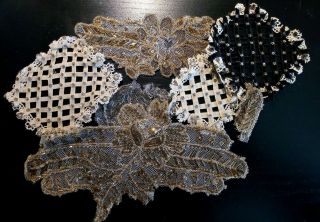 Vintage /antique Beaded Lace Trim,  And Patterned Work.  100 Years Old.