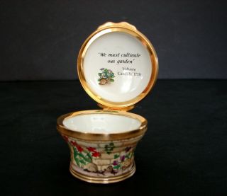 Halcyon Days Enamel Hinged Trinket Box We must Cultivate Our Garden England 7