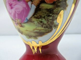 Elegant porcelain Limoges France pitcher jug ewer Fragonard décor Gilt Gold 14kt 7