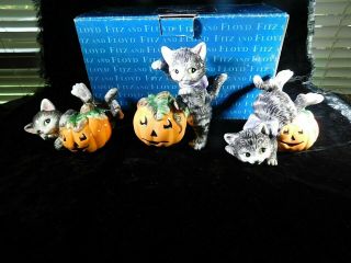 Fitz And Floyd Halloween Kitty Cat Tumblers Theme