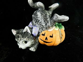 Fitz and Floyd Halloween Kitty Cat Tumblers Theme 5
