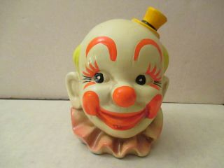 Vintage Ceramic Clown Head Coin Bank Made In Japan Circus Collectible