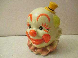 Vintage Ceramic Clown Head Coin Bank Made in Japan Circus Collectible 2