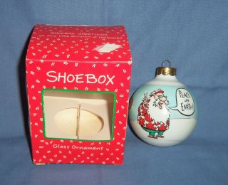 1992 Hallmark Shoebox Christmas Ornament Glass Ball Peace On Earth Hippie Santa