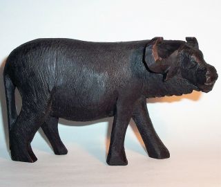 Old Water Buffalo Hand Carved Wood Art Sculpture Statue Figurine Vintage Antique