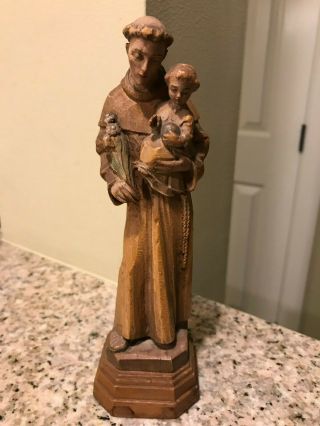 Hand Carved Wooden Statue Saint Francis Of Assisi - 7 Inch
