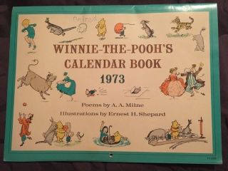 1873 Antique Disney Winnie The Pooh Calendar Memorabilia W/ Poems By Aa Milne