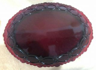 Avon Ruby Red Cape Cod Serving Platter Plate Dish Large Oval 2 Available 13.  5 "