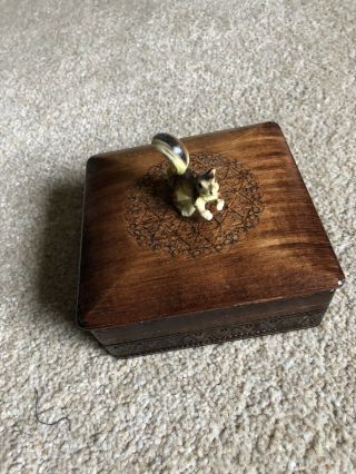 Vintage Antique Wooden Box With Squirel On Top