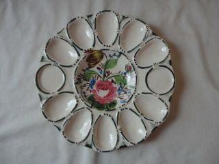 Vintage Deviled Egg Platter Serving Tray Hand Painted Made In Italy 9 "