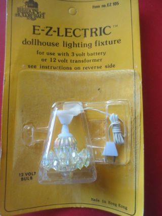 Miniature Dollhouse Electric Ceiling Light Fixture 1:12 Ill Hobbycraft Vtg