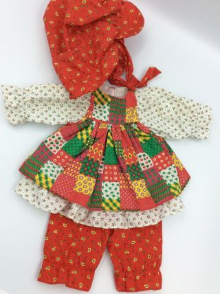 Vintage Holly Hobbie Christmas 1988 Rag Doll Outfit Dress Bonnet Bloomers 18 - 20 "