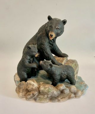 1998 Homco Masterpiece Porcelain American Black Bears Endangered Species