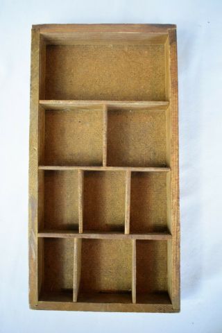 Vintage Small 9 Compartment Wood Shadow Box Miniature Display Cabinet Wall Mount