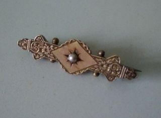 Antique Victorian Rose Gold Front Brooch Set With Single Pearl