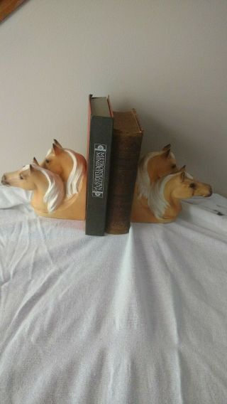 Vintage Norcrest Two Headed Horse Head Bookends,  Figurine Statue Sculpture 1950s
