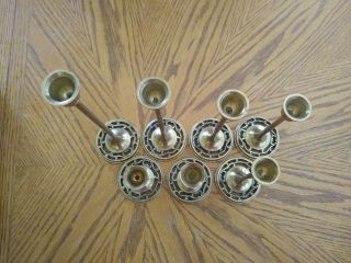 Set of 7 Vintage Brass Graduated Tapered Candlesticks Candle Holders 3 - 9 Inches 2