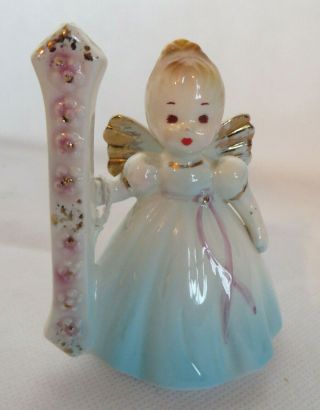 Josef Originals Porcelain Girl Figurine Angel 1st Birthday Small Blue Dress