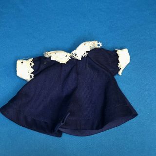 Vintage Ginny Doll Navy Blue Cotton Coat Medford Tag Lace Collar,  Cuffs