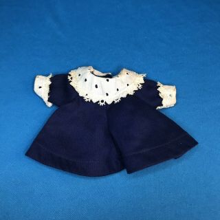 Vintage Ginny Doll Navy Blue Cotton Coat Medford Tag Lace Collar,  Cuffs 5
