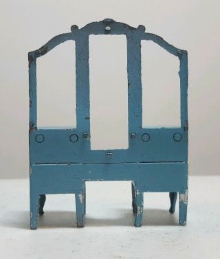 Vintage TootsieToy Blue Metal Dollhouse Furniture Dressing Vanity Table Mirror 2