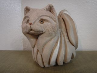 Artesania Rinconada White Persian Cat 83 Pottery Ceramic Figurine Clay Uruguay