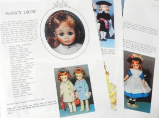 6p History Article,  Pics - Vtg Madame Alexander Nancy Drew Face Dolls