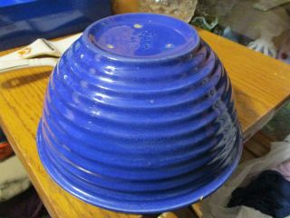 Antique Vintage Blue Ribbed Usa Stoneware Crock Mixing Bowl Kitchenware