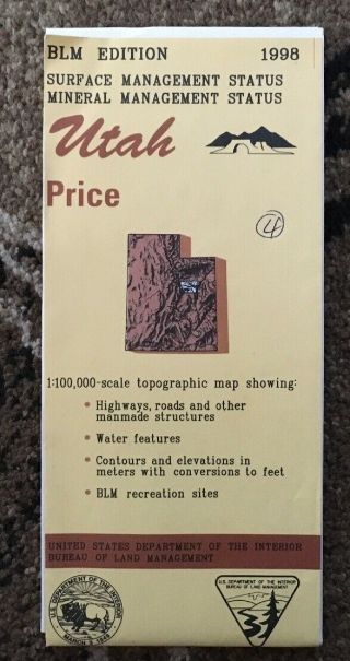 Usgs Blm Edition Topographic Map Utah - Price