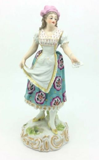 Antique English Derby Porcelain Figurine Lady Love Letter China 7 " 18cm Af