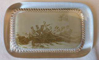 Vintage Glass Paperweight Com Perry Transferring The Fag Battle Of Lake Erie
