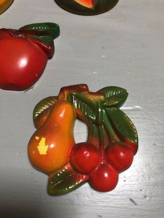 Vintage ChalkWare Fruit/Vegetable Wall Hangings Set of 7 4