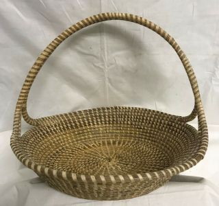 Old Folk Art Charleston Sc Gullah Sweetgrass Basket Tall Handle Artisan
