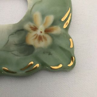 Hand Painted Vintage Green Gold signed by Artist Porcelain Outlet Socket Cover 3